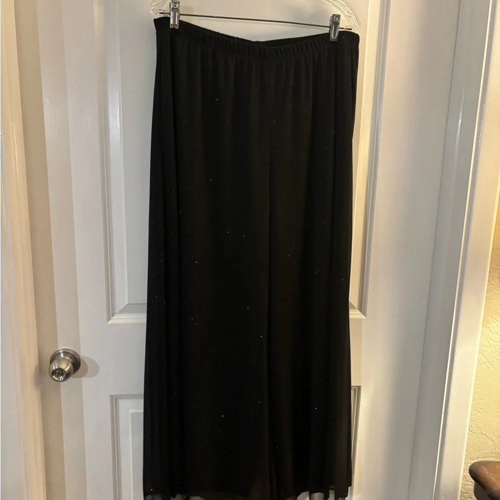 Dress Barn Black Shimmer Flowing Wide-Leg Palazzo Pants Sz 18/20
